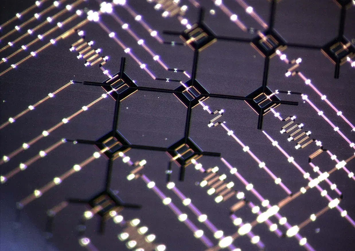 Close-up of a quantum processor